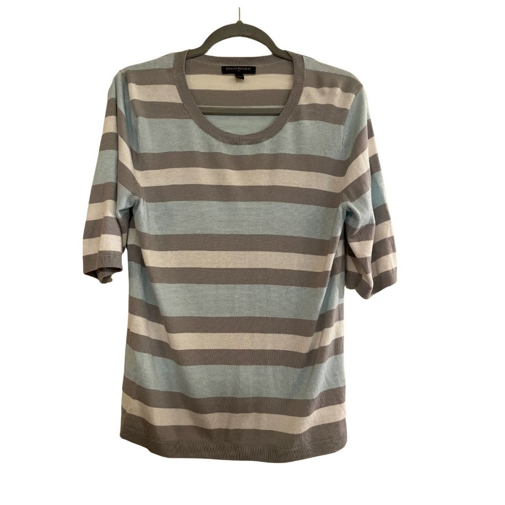 Banana Republic Lightweight Sweater Womens Crew Neck Striped Size: L